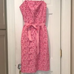 Lilly Pulitzer Pink Floral Strapless Midi Dress